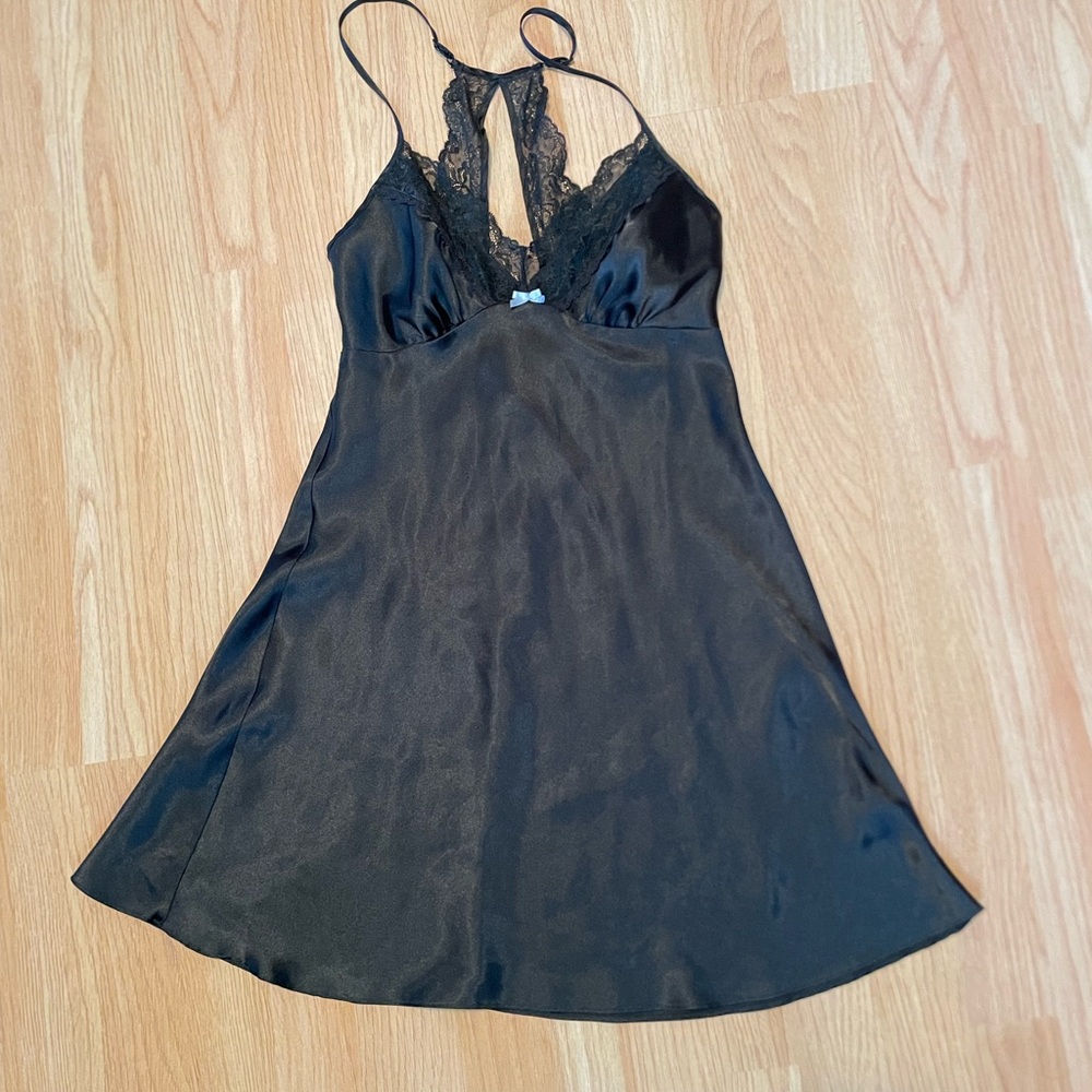 APT 9 Black Slip Dress with Lace Detail